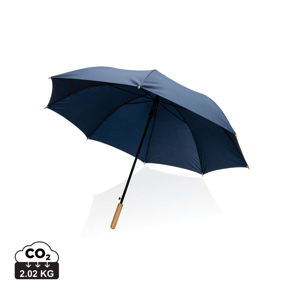 Parapluie personnalisé 27" rPET et bambou Impact Bleu marine